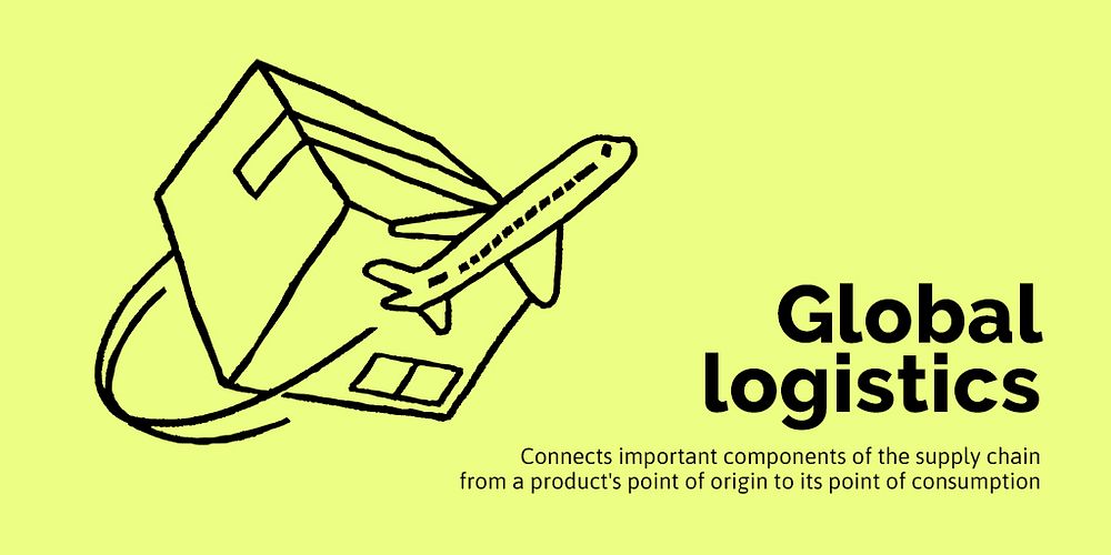Global logistics Twitter post template, cute doodle psd