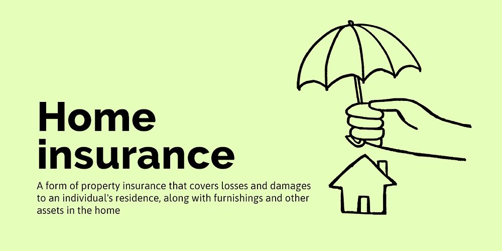 Home insurance Twitter post template, cute doodle psd