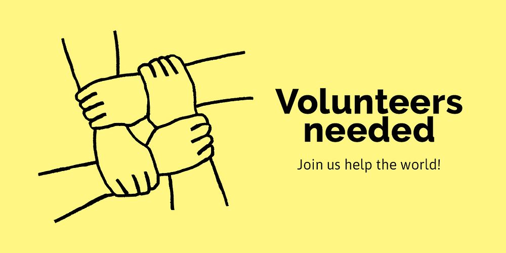 Volunteer recruitment Twitter post template, cute doodle psd