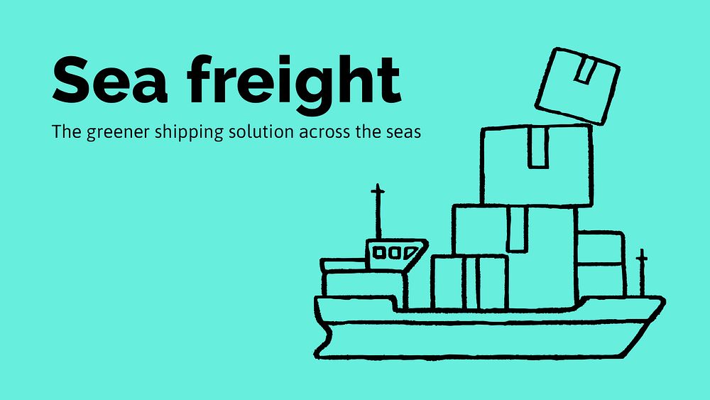 Sea freight presentation  template, cute doodle psd