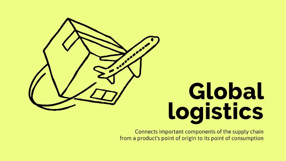 Global logistics Google Slide template, cute doodle psd