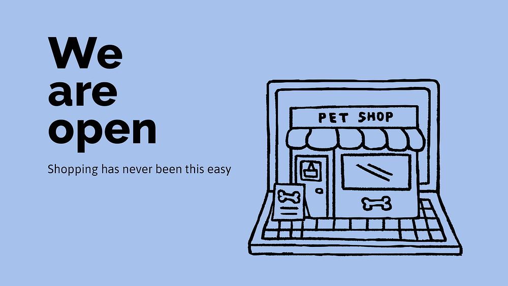 Online pet shop presentation template, cute doodle psd
