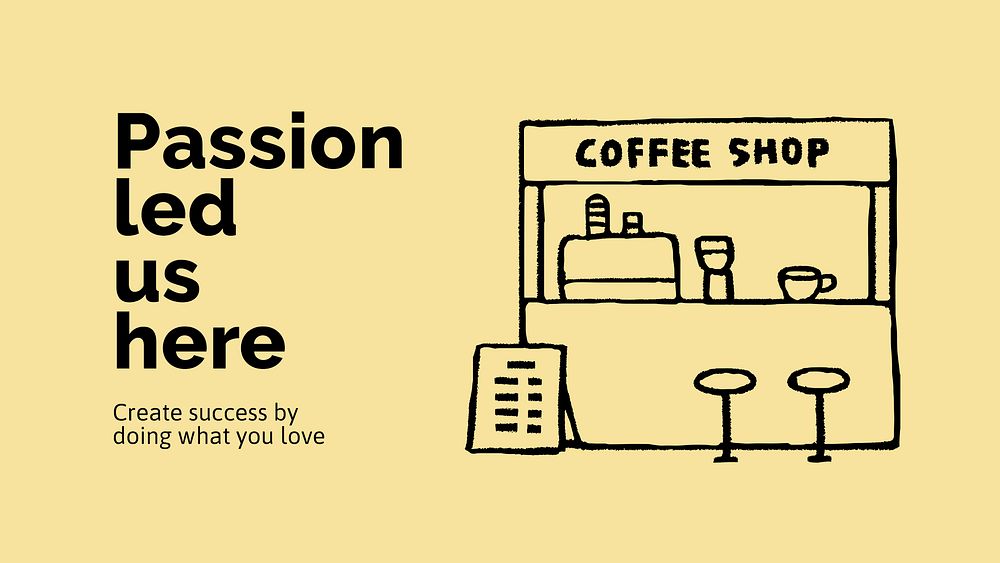 Coffee shop Google Slide template, cute doodle psd