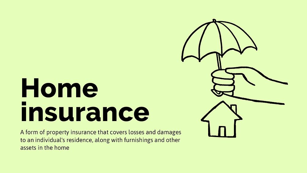 Home insurance presentation template, cute doodle psd