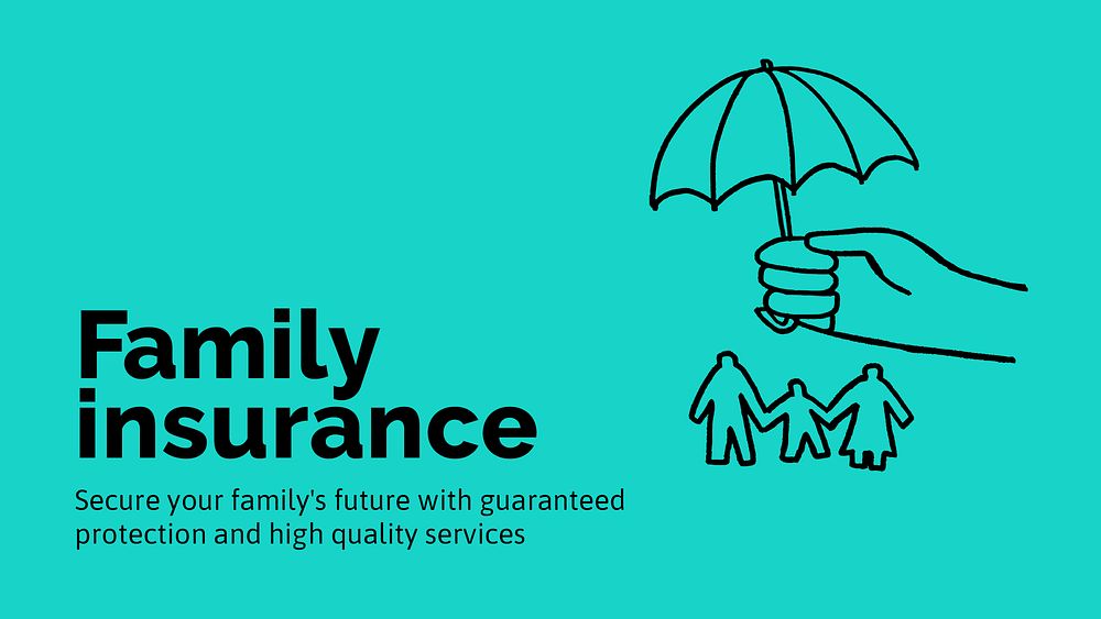 Family insurance presentation template, cute doodle psd