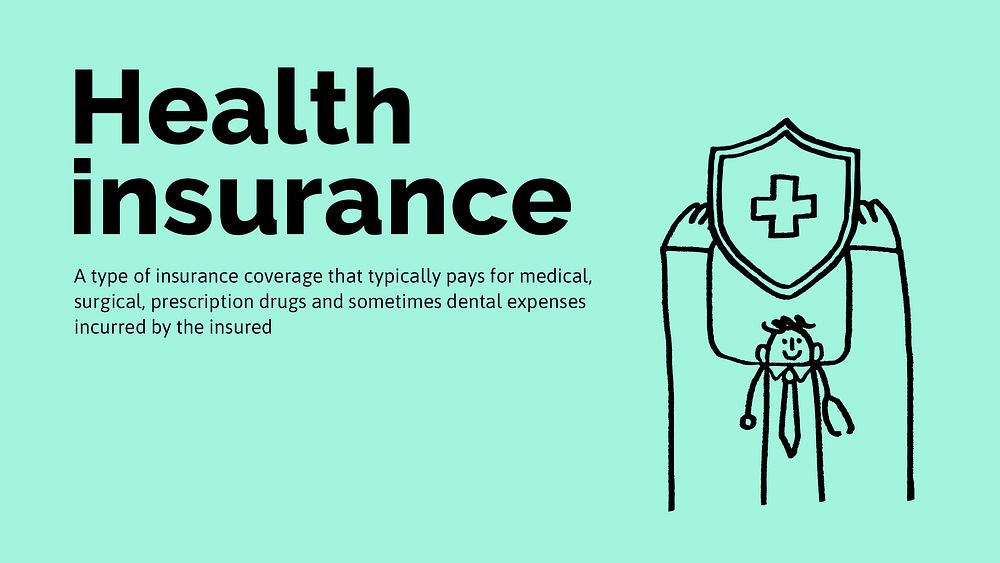 Health insurance Google Slide template, cute doodle psd
