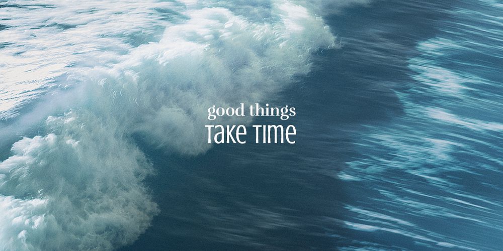 Summer wave Twitter post template, good things take time quote psd