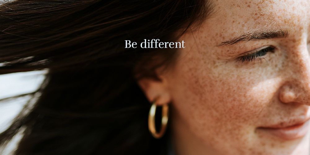 Be different Twitter post template, beautiful freckled woman photo psd