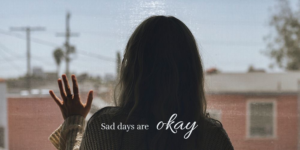 Mental health Twitter post template, sad days are okay quote psd