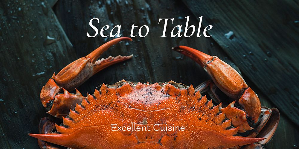 Seafood restaurant Twitter post template, promotional ad  psd