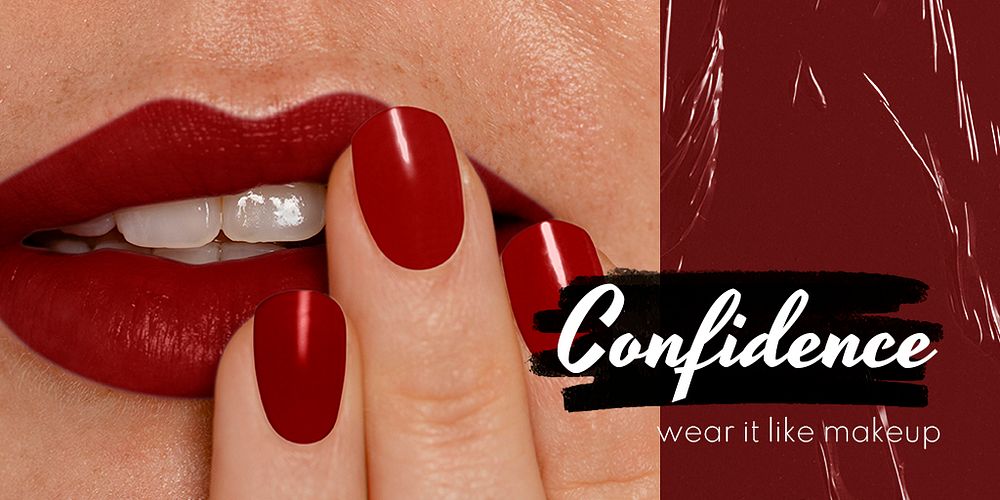 Red lips Twitter post template, confidence text psd