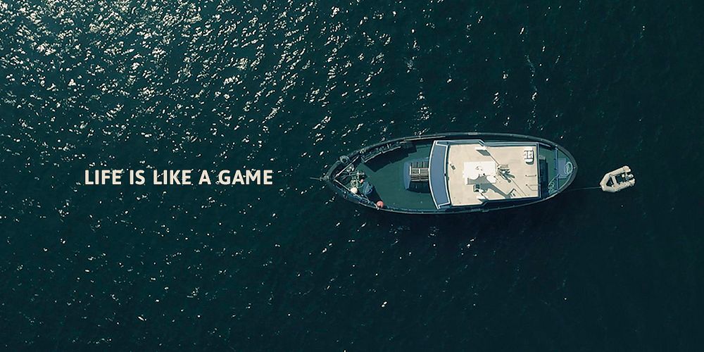 Ocean aesthetic Twitter post template, life is like a game psd