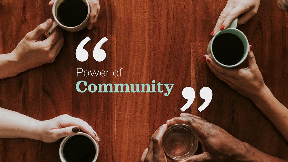 Diverse community banner template, people having coffee psd