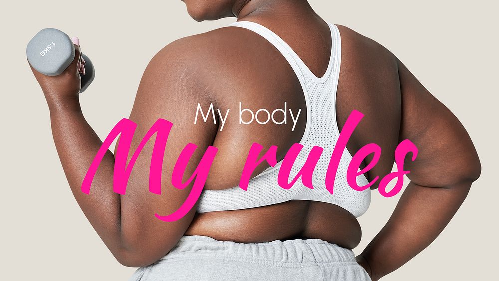 Body positivity banner template, my body, my rules psd