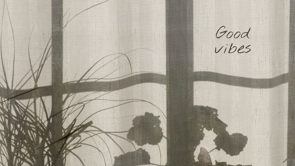 Good vibes banner template, flower shadow aesthetic psd