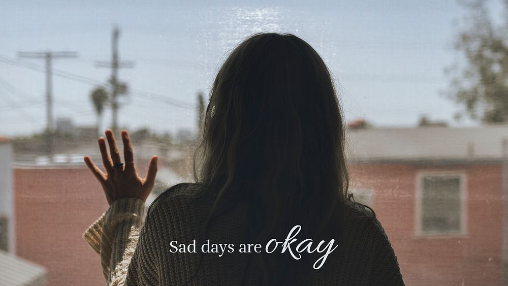 Mental health banner template, sad days are okay quote psd