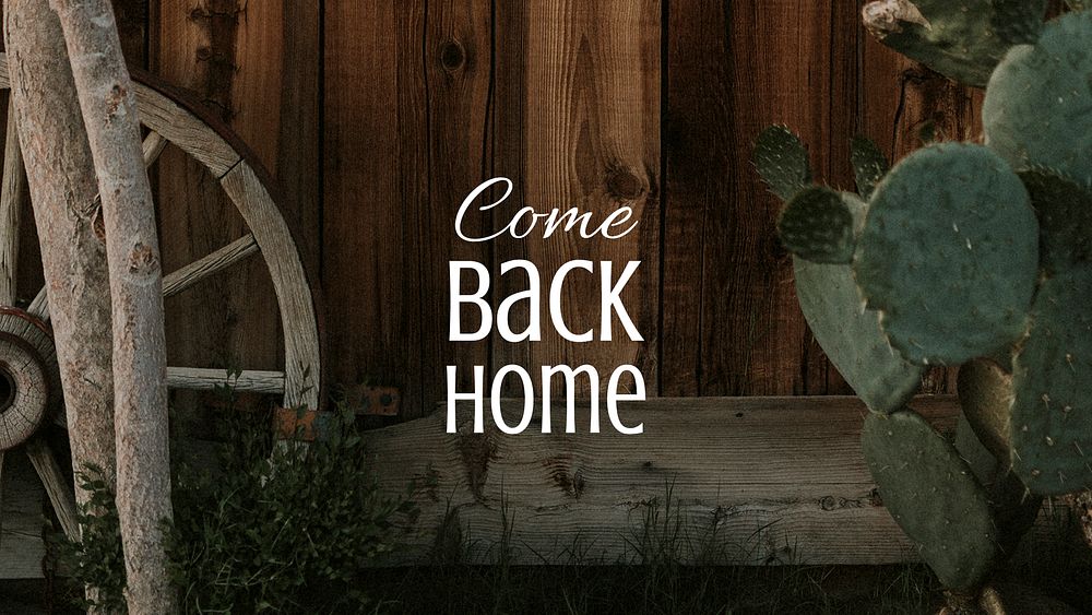 Cactus aesthetic banner template, come back home quote psd