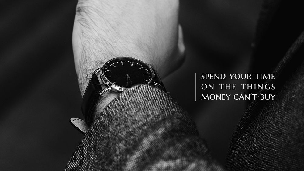 Businessman wristwatch banner template, time quote psd