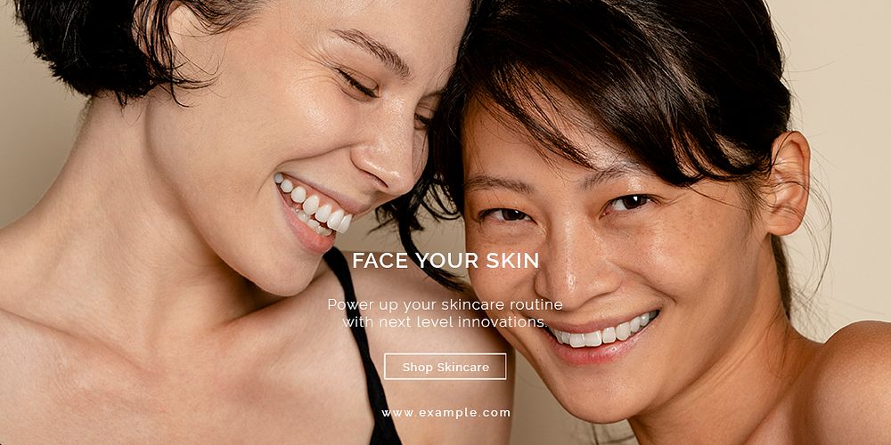 Natural beauty Twitter post template, skincare business ad psd