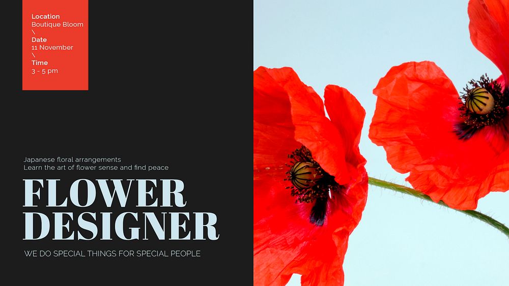 Aesthetic flower blog banner template,  event advertisement psd