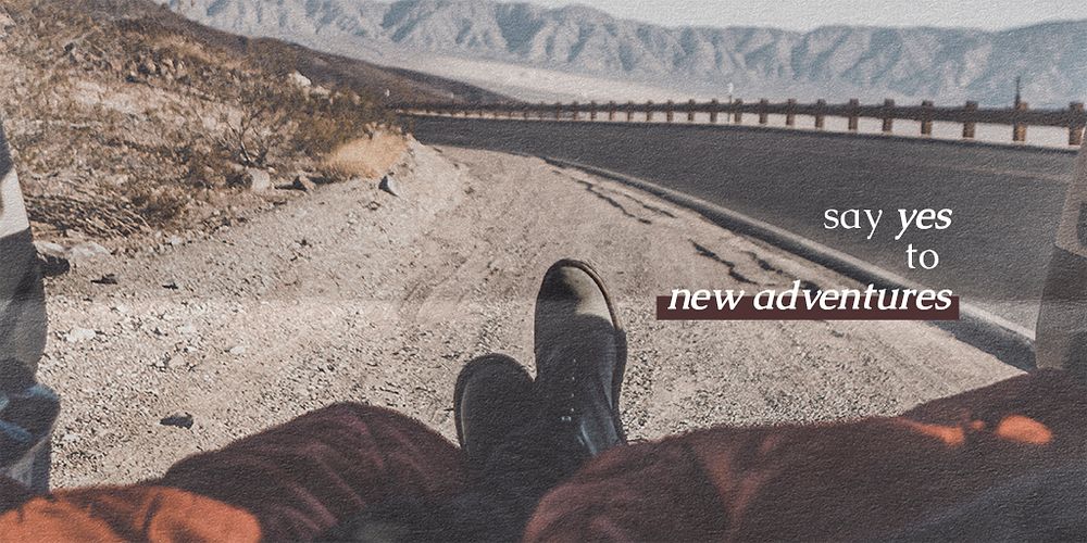 New adventures Twitter post template, travel editable design psd