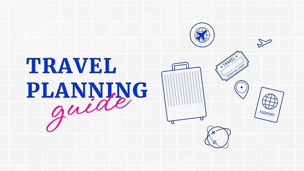 Travel planning PowerPoint presentation template, cute doodle design psd