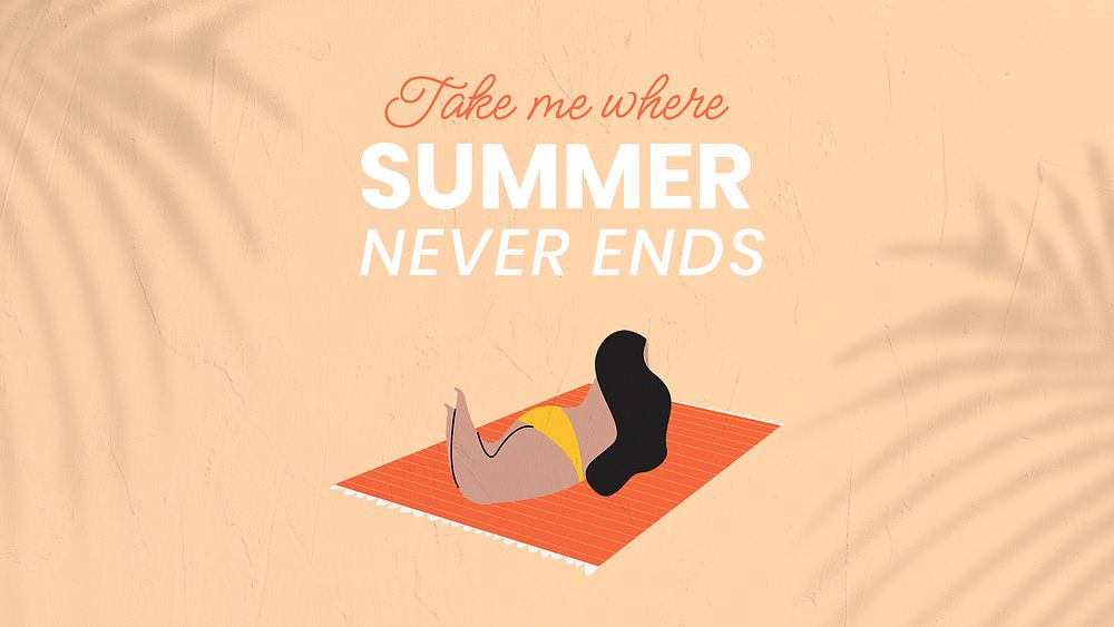 Summer travel PowerPoint presentation template, woman sunbathing psd