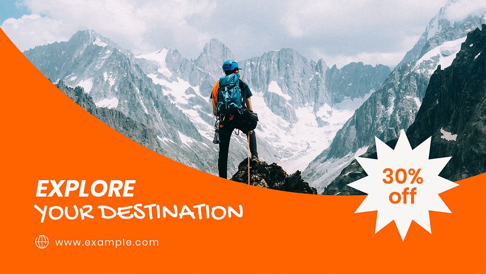 Adventure travel ppt presentation template, hiking design psd