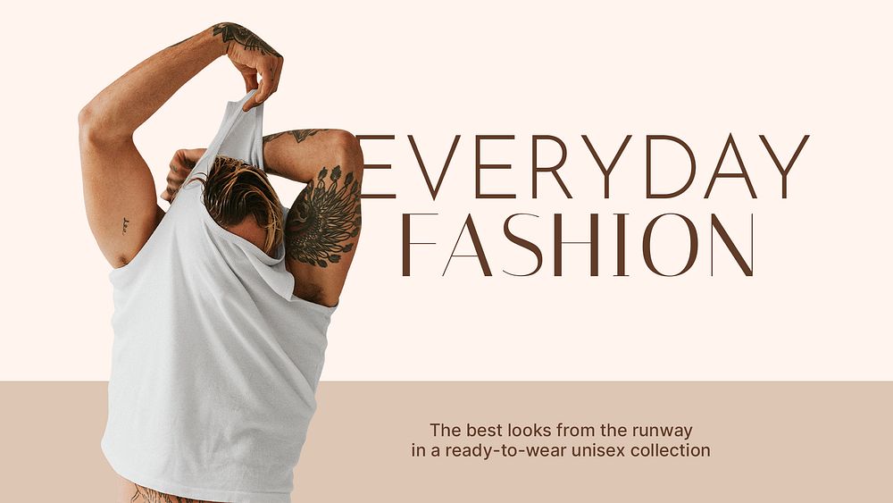 Men's fashion presentation editable template, beige design psd