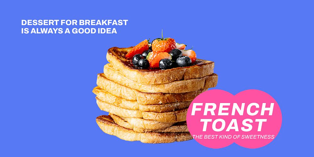 French toast Twitter post template, dessert for breakfast psd