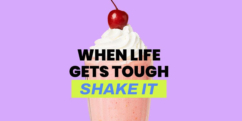 Milkshake aesthetic Twitter post template, motivational quote psd