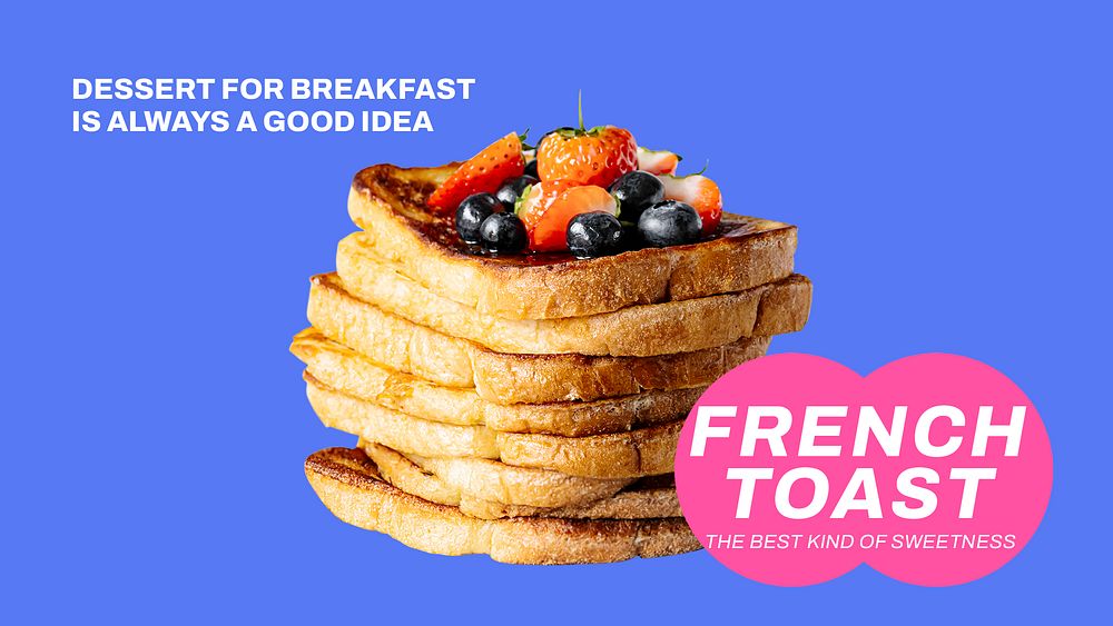 French toast presentation editable template, dessert for breakfast psd