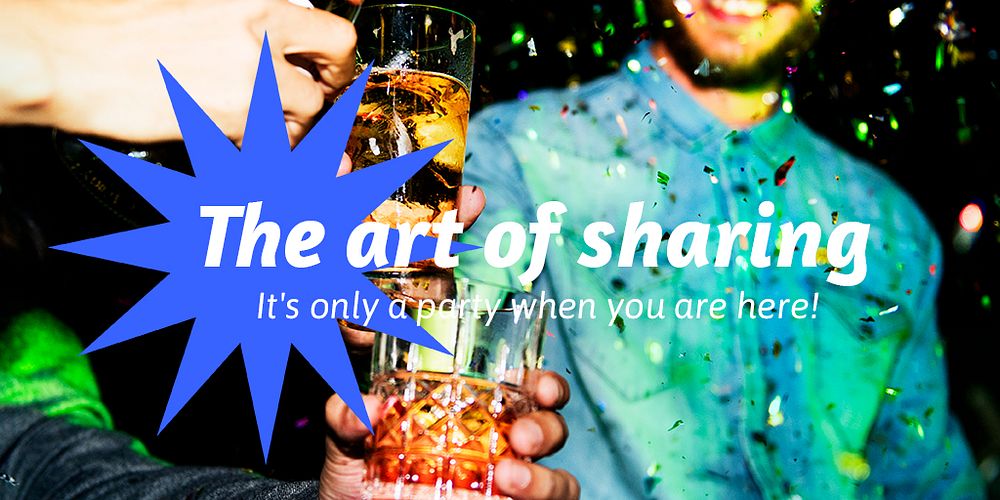 Party, celebration Twitter ad template, people pouring drinks photo psd