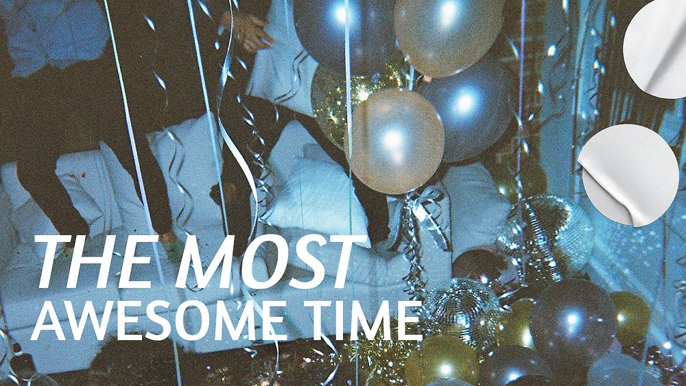 New Year blog banner template, party balloons aesthetic psd