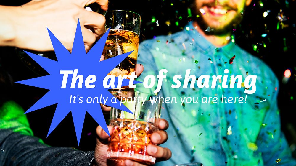 Party, celebration blog banner template, people pouring drinks photo psd