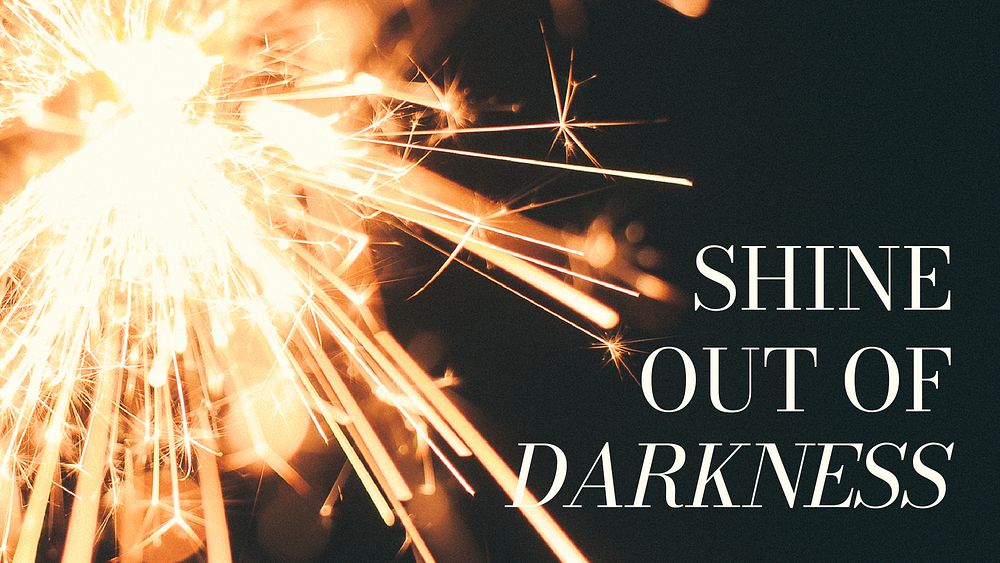 Sparkler aesthetic YouTube thumbnail template, shine out of darkness quote psd