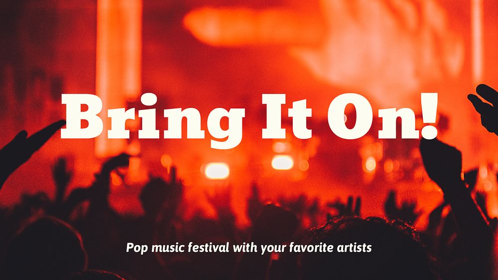 Music festival Facebook ad template, bring it on text psd
