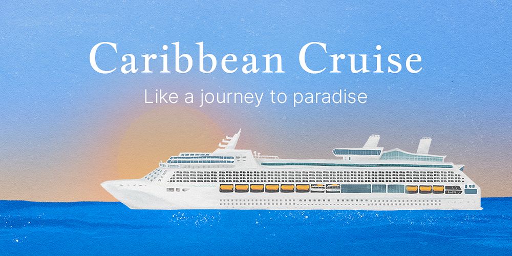 Caribbean cruise Twitter post template, tourism industry psd