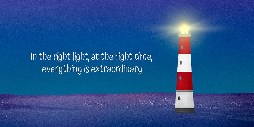 Watercolor lighthouse Twitter post template, nature aesthetic illustration psd