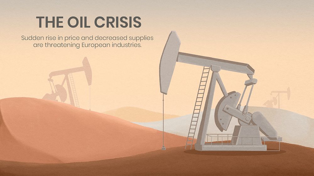 Oil patch desert banner template, petrol crisis concept psd