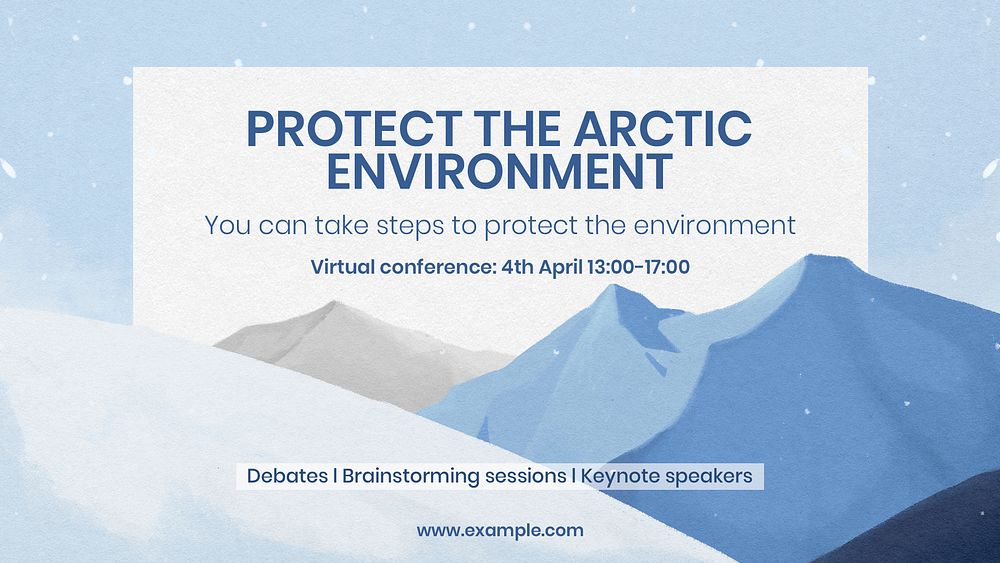 Arctic environment blog banner template, winter landscape illustration psd