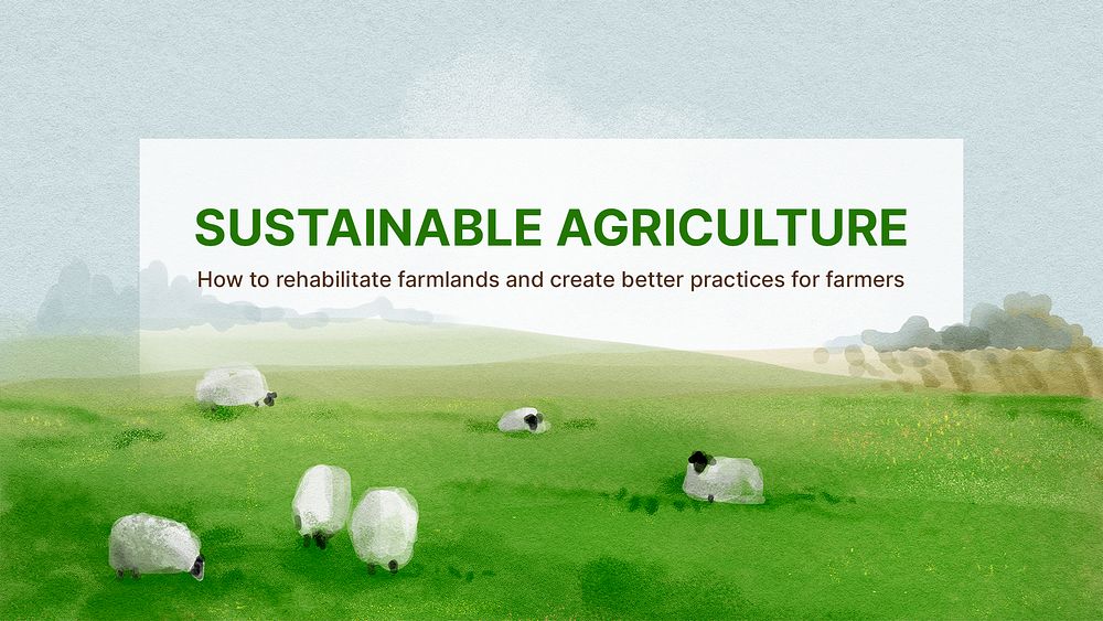 Sustainable agriculture PowerPoint template, watercolor landscape  psd