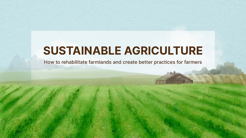 Sustainable agriculture PowerPoint template, watercolor landscape  psd