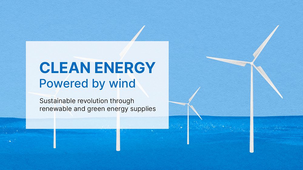Clean energy Youtube thumbnail template, offshore wind farm psd