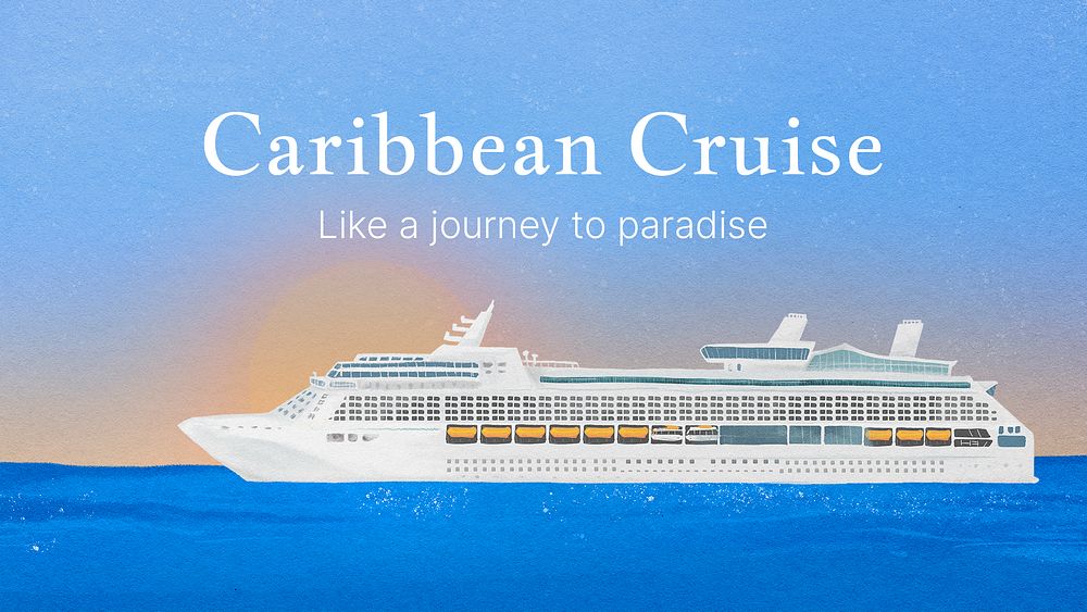 Caribbean cruise presentation template, tourism industry psd