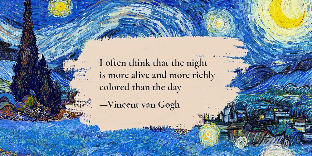 Quote Twitter post template, Starry Night painting remixed by rawpixel psd
