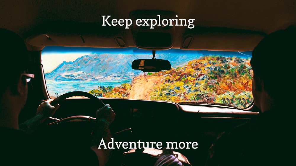 Adventure quote PowerPoint presentation template,  road trip remixed by rawpixel psd