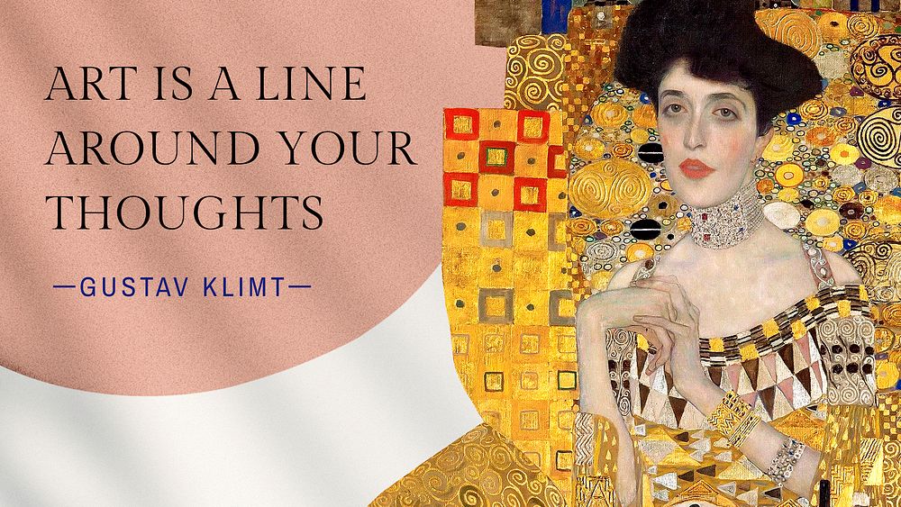 Adele Bloch-Bauer ppt presentation template, Gustav Klimt's artwork remixed by rawpixel psd