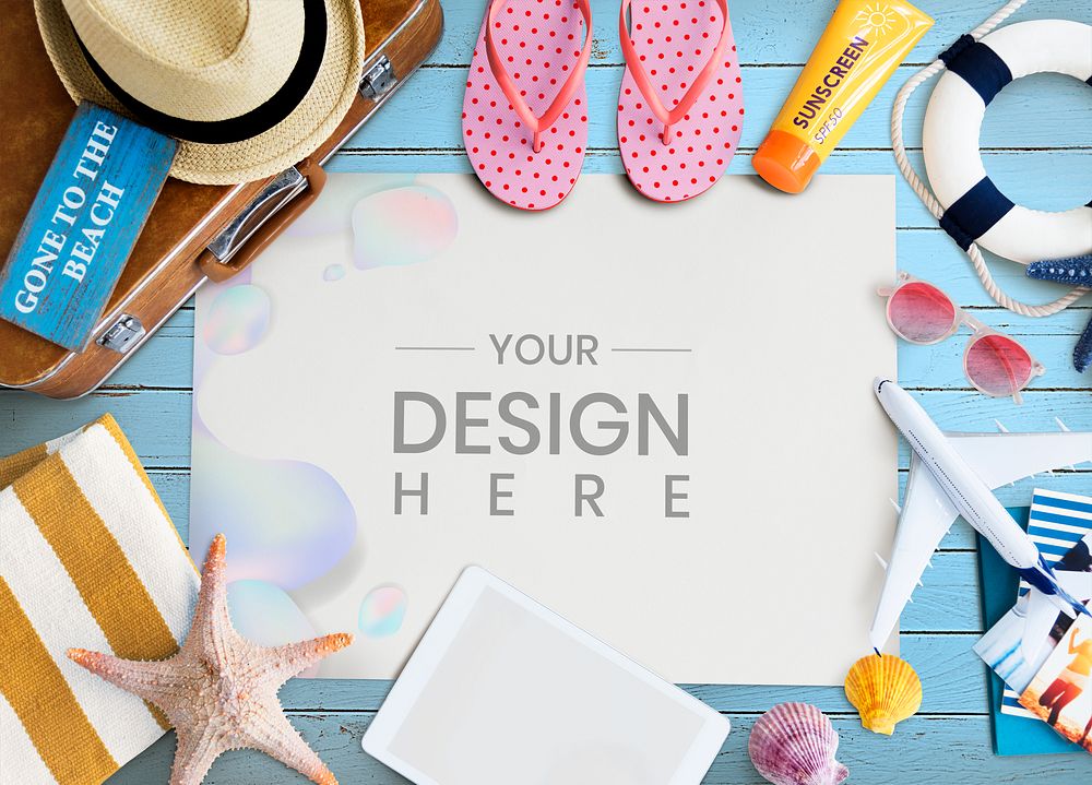 Summer vacation flat lay design space