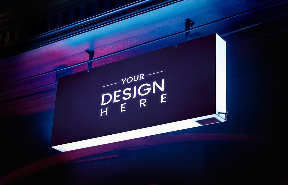 Signage mockup in neon lights